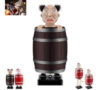 Funny Automatic Cigarette Dispenser,Santa Barrel Cigarette Dispenser,Creative Santa Claus in The Wooden Barrel C-igarette Box Figurines Statue,S-anta C-igarette Case Holder Jump Out, for Xmas Party
