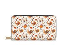 Funny Autumn Turkey Print Wallet Women, Leather Bifold Multi Card Wallet, Long Purse Women's Wallets