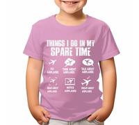 Funny Aviation Enthusiast T-Shirt for Kids Airplane Lover Gift Flying Airplanes Dreaming of Airplanes Cotton Comfort Tee #T490 Light Pink 9-11 Years