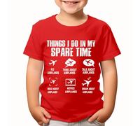 Funny Aviation Enthusiast T-Shirt for Kids Airplane Lover Gift Flying Airplanes Dreaming of Airplanes Cotton Comfort Tee #T490 Red 9-11 Years
