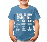Funny Aviation Enthusiast T-Shirt for Kids Airplane Lover Gift Flying Airplanes Dreaming of Airplanes Cotton Comfort Tee #T490 Light Blue 9-11 Years