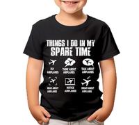 Funny Aviation Enthusiast T-Shirt for Kids Airplane Lover Gift Flying Airplanes Dreaming of Airplanes Cotton Comfort Tee #T490 Black 9-11 Years