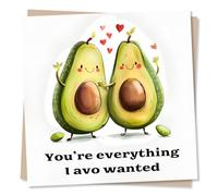 Funny Avocado Birthday or Anniversary Card for Partner - You're Everything I Avo Wanted - Card For Husband, Wife, Girlfriend, Boyfriend