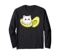 Funny Avocado Cat Kawaii Kitten Food Lover Cute Design Long Sleeve T-Shirt