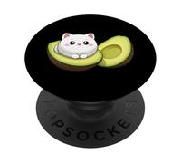 Funny Avocado Cat Kawaii Kitten Food Lover Cute Design PopSockets Adhesive PopGrip