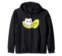 Funny Avocado Cat Kawaii Kitten Food Lover Cute Design Zip Hoodie