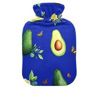Funny Avocado Fruit Royal Blue hot-Water Bottle with Soft Cover, 2L Warmer Bag for Tummy Warmer, Tummy Warmer, Tummy Warmer