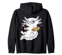 Funny Axolotl Artist Painter Cute Animal Lover Zip Hoodie