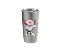 Funny Axolotl Doing Karate Samurai Ninja Axolotl Stainless Steel Insulated Tumbler