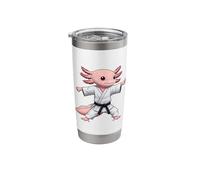 Funny Axolotl Doing Karate Samurai Ninja Axolotl Stainless Steel Insulated Tumbler