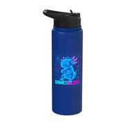 Funny Axolotl Gamer with Headset Fun Stainless Steel Insulated Water Bottle