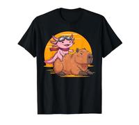 Funny Axolotl Riding Capybara Axolotl Lover Value Graphic T-Shirt, Men, Black, M