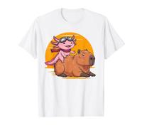 Funny Axolotl Riding Capybara Axolotl Lover Value Graphic T-Shirt, Men, White, S