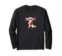 Funny Axolotl Wearing Sunglasses Playing Nyckelharpa Long Sleeve T-Shirt