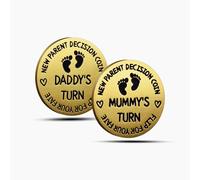 Funny Baby Gift - New Dad Mom Parents Decision Coin Gift for Dad Mom to be, Pregnancy Gifts for First Time Daddy Mummy, Baby Shower Announcement, New Parents Gifts for Fathers Day (Double-Side, Gold)