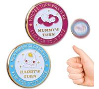 Funny Baby Gift New Parents Decision Coin,Pregnancy Gifts New Dad Mom Gifts,New Parents Gifts for Couples Halloween Thanksgiving Christmas Gift for First Time to be Moms Dads Daddy Mummy Double Sided