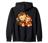 Funny Baby Monkey with Stuffed Animal Tee Graphic Boys Girls Zip Hoodie