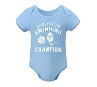 Funny Baby Onesie - 'Undefeated Swimming Champ' Biology Humor 0-12M Sky Blue-style 18months