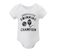 Funny Baby Onesie - 'Undefeated Swimming Champ' Biology Humor 0-12M White-style-1 3months
