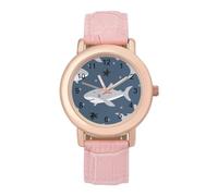 Funny Baby Sharks Womens Elegant Watch Analogue Quartz Watch Leather Band Wristwatch