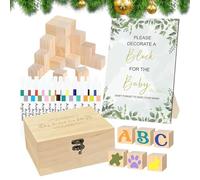 Funny Baby Shower Games Sign Kit - Funniest Babys Showers Games Ever, Keepsake Creating Toy | Decorate Blocks Baby Shower Activity | For Gender Reveal Party 100-Day Celebration First Birthday Living R