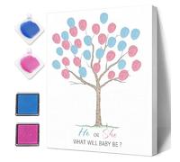 Funny Baby Shower Guest Book Party Game, Gender Reveal Fingerprint Leaves Tree, Gender Reveal Baby Shower Party Ideas, Gender Reveal Keepsake, Special Meaningful Canvas Decoration