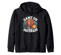 Funny Back to School 3rd Grade Basketball Lover Boys Kid Zip Hoodie