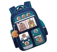 Funny Backpack - Cartoon Animal Satchel, Multi Pocket Academy Backpack | Card Badge Charm Accessory Kit, Cute Book Bag for Boys Girls Teenagers Youth Trip Play Every Day, Green, Siehe Beschreibung