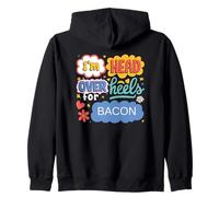Funny Bacon Aesthetic Retro Pop Art for Food Lovers Zip Hoodie