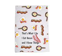 Funny Bacon Lovers Nerd Gift That's What I Do I Read Eat Bacon and I Know Things Kitchen Towel Foodie Meat Dish Towel (I Read Eat Bacon)