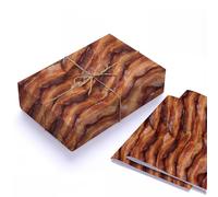 Funny Bacon Wrapping Paper Two Sheets Thick Kraft Folded Flat Gift Wrap for Men Boyfriends Dads Birthday Present Novelty Meat Lover Theme