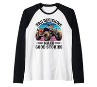 Funny Bad Decisions Good Stories Four Wheeler Quad UTV SxS Raglan Baseball Tee