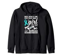 Funny Badass With Tattoo and PCOS Chronic Illness Awareness Zip Hoodie