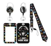 Funny Badge Holder with Lanyard, Cute Cat Paw ID Card Holder Funny Retractable Badge Reel with Carabiner Clip, ID Card Protector Cute Breakaway Lanyard for Staff Teacher Nurse