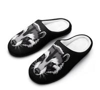 Funny Badger Animal Men's Cotton Slippers Memory Foam Anti-skid Sole House Shoes Indoor Outdoor