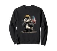 Funny Badger Look in Military Suit for Helmet Lovers Sweatshirt