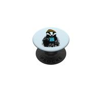 Funny Badger Wearing Beanie Drinking Coffee PopSockets Adhesive PopGrip