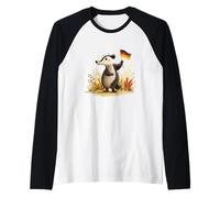 Funny Badger with German Flag Costume for Boys and Girls Raglan Baseball Tee