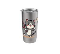 Funny Badminton Cute Cat Racket Shuttlecock Stainless Steel Insulated Tumbler