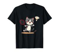 Funny Badminton Cute Cat Racket Shuttlecock T-Shirt