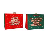 “Funny Bags - Pack of 12 | Humorous Bags with Festive Designs & Sarcastic Quotes for Xmas Presents” (RED,GREEN, 26X33CM)