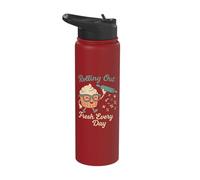 Funny Baker Cupcake Rolling Out Fresh Every Day Stainless Steel Insulated Water Bottle