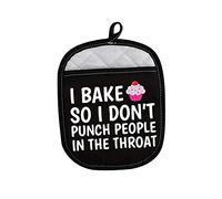 Funny Baker Gifts I Bake So I Don't Punch People in The Throat Oven Mitt Cupcake School Graduation Gift (I Bake So)