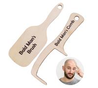 Funny Bald Man Comb, Bald Man Joke Hairbrush, Wooden Hairless Combing Brush, Gift For Men's Hair Loss, Bald Man Grooming Tool, No Bristle Hair Brush Gift For Friends