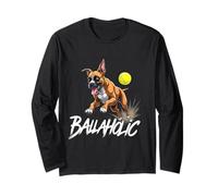 Funny Ballaholic Boxer Dog Chasing Ball Long Sleeve T-Shirt
