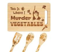 Funny Bamboo Cat Cutting Board with 3 Pcs Spoons - Unique Gifts for Cat Lover, Women, Mom, Christmas and Mother's Day - Black Cat Themed Decor for Kitchen Halloween