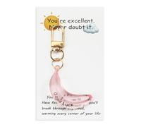 Funny Banana Keyring, Good Luck Keychain with Encouragement Card, Thank You Keyring Gifts for Friends, Teachers, Nurses, Unique Birthday and Friendship Gifts for Women (pink)