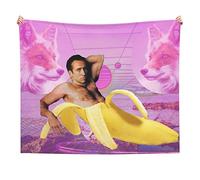 Funny Banana Vaporwave Blanket Flannel Fleece Throw Blankets 60"X50" Soft Cozy Blanket Fuzzy Plush Home Decor for Couch Bed Sofa Living Room Bedroom