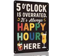 Funny Bar Accessories For Home Pub, Metal Tin Sign It's Always Happy Hour, Vintage Man Cave Accessories For Bar Decor, Personalised Mens Birthday Gifts Outdoor Garden Plaque, Hanging Wall Decor