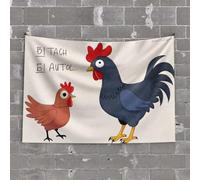 Funny Bar Decor A Cartoon Of Two Chickens, One Saying "Bitch Autol..." Tapestry Vintage Room Decor Bedroom Decor For Teens(75X100CM)